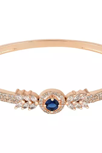 Stylish rose gold plated cubic zirconia american diamond adjustable bracelet for women