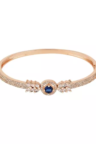 Stylish rose gold plated cubic zirconia american diamond adjustable bracelet for women