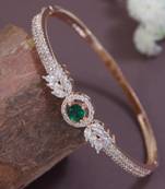 Stylish rose gold plated cubic zirconia american diamond adjustable bracelet for women