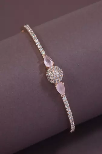 Stylish rose gold plated cubic zirconia american diamond special adjustable bracelet for women