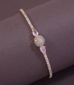 Stylish rose gold plated cubic zirconia american diamond special adjustable bracelet for women