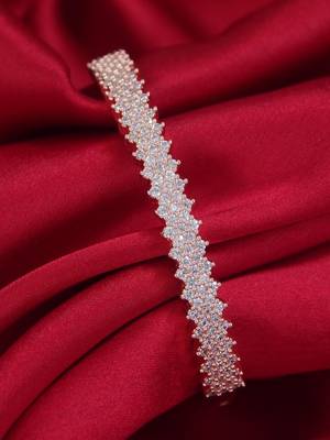 Stylish rose gold plated cubic zirconia american diamond adjustable bracelet for women 1