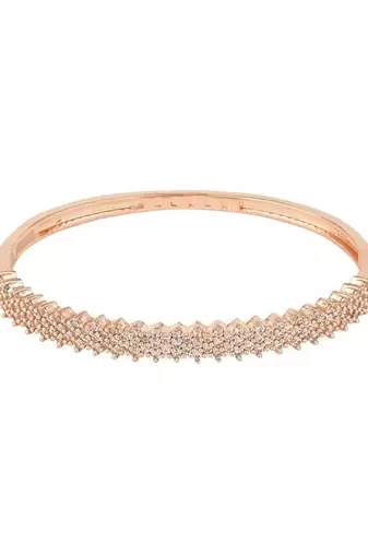 Stylish rose gold plated cubic zirconia american diamond adjustable bracelet for women