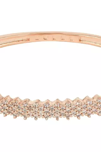 Stylish rose gold plated cubic zirconia american diamond adjustable bracelet for women