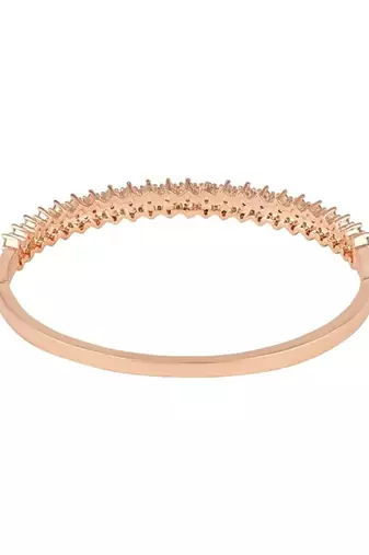 Stylish rose gold plated cubic zirconia american diamond adjustable bracelet for women