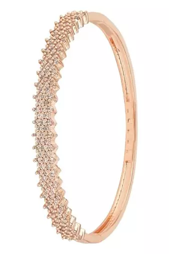 Stylish rose gold plated cubic zirconia american diamond adjustable bracelet for women
