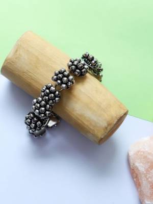 Navratri silver oxidized ethnic adjustable ghungroo bracelet for women & girls (adb170ox) 2