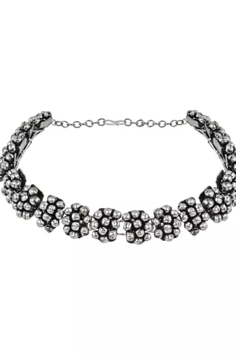 Navratri silver oxidized ethnic adjustable ghungroo bracelet for women & girls (adb170ox)