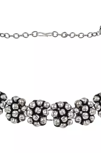 Navratri silver oxidized ethnic adjustable ghungroo bracelet for women & girls (adb170ox)