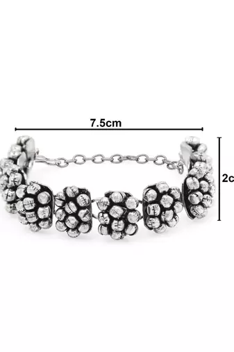Navratri silver oxidized ethnic adjustable ghungroo bracelet for women & girls (adb170ox)