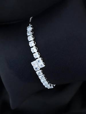 Stylish silver plated cubic zirconia american diamond adjustable bracelet for women 1