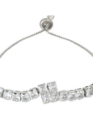 Stylish silver plated cubic zirconia american diamond adjustable bracelet for women 3