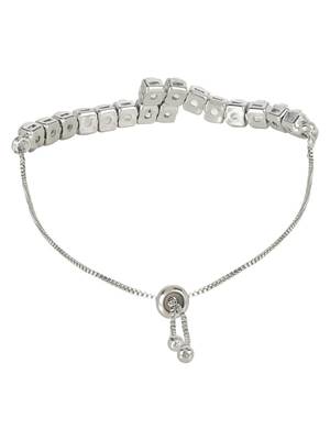 Stylish silver plated cubic zirconia american diamond adjustable bracelet for women 4