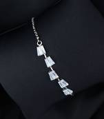 Stylish silver plated cubic zirconia american diamond adjustable bracelet for women & girls