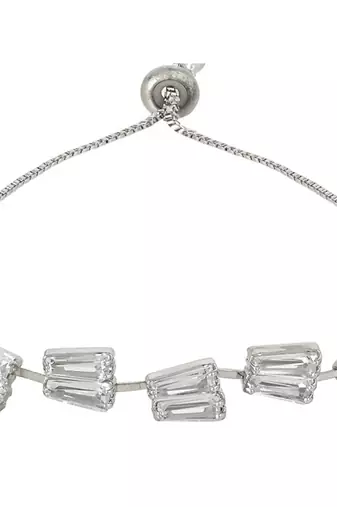 Stylish silver plated cubic zirconia american diamond adjustable bracelet for women & girls