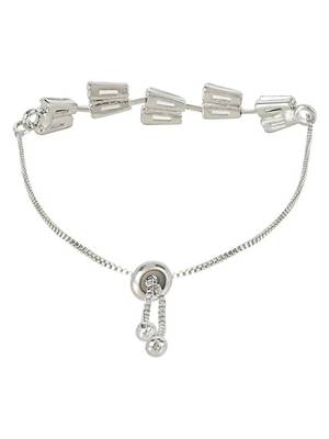 Stylish silver plated cubic zirconia american diamond adjustable bracelet for women & girls 4