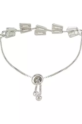 Stylish silver plated cubic zirconia american diamond adjustable bracelet for women & girls