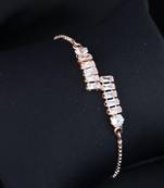 Stylish rose gold plated special cubic zirconia american diamond adjustable bracelet for women