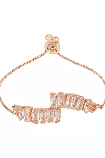 Stylish rose gold plated special cubic zirconia american diamond adjustable bracelet for women