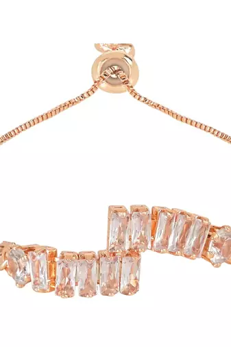 Stylish rose gold plated special cubic zirconia american diamond adjustable bracelet for women