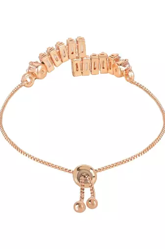 Stylish rose gold plated special cubic zirconia american diamond adjustable bracelet for women