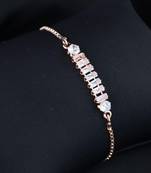 Stylish rose gold plated cubic zirconia american diamond adjustable bracelet for women