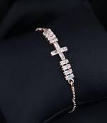 Stylish rose gold plated cubic zirconia american diamond adjustable bracelet for women
