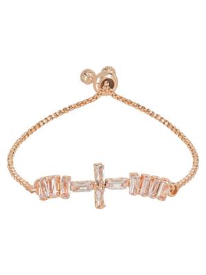 Stylish rose gold plated cubic zirconia american diamond adjustable bracelet for women 2
