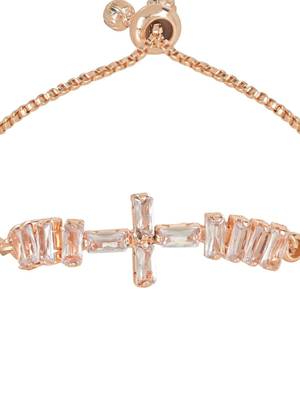 Stylish rose gold plated cubic zirconia american diamond adjustable bracelet for women 3