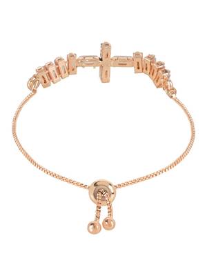 Stylish rose gold plated cubic zirconia american diamond adjustable bracelet for women 4