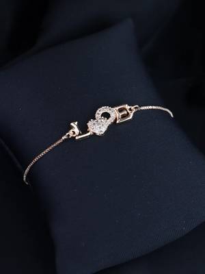 Stylish rose gold plated cubic zirconia american diamond adjustable bracelet for women 1