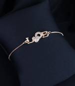 Stylish rose gold plated cubic zirconia american diamond adjustable bracelet for women