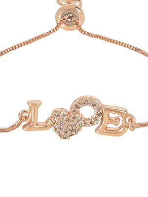 Stylish rose gold plated cubic zirconia american diamond adjustable bracelet for women 2