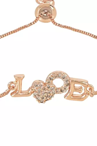 Stylish rose gold plated cubic zirconia american diamond adjustable bracelet for women