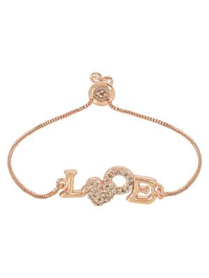Stylish rose gold plated cubic zirconia american diamond adjustable bracelet for women 3