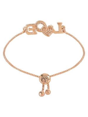 Stylish rose gold plated cubic zirconia american diamond adjustable bracelet for women 4