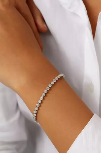 Stylish silver plated cubic zirconia american diamond adjustable bracelet for women & girls