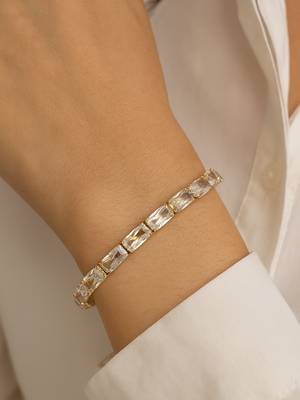 Stylish silver plated cubic zirconia american diamond adjustable bracelet for women 1