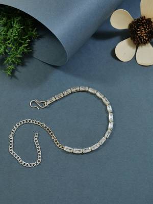 Stylish silver plated cubic zirconia american diamond adjustable bracelet for women 2