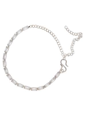 Stylish silver plated cubic zirconia american diamond adjustable bracelet for women 4