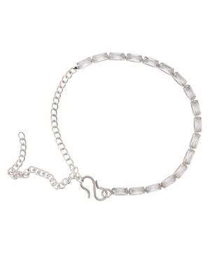 Stylish silver plated cubic zirconia american diamond adjustable bracelet for women 5