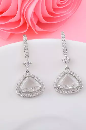 Silver color american diamond earrings