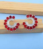 Red color american diamond earrings