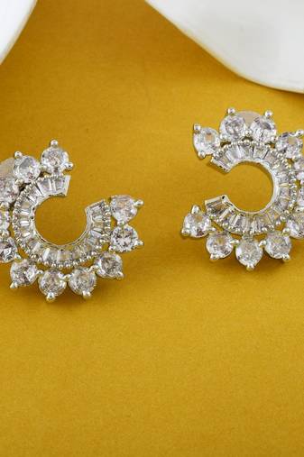 Silver color american diamond earrings