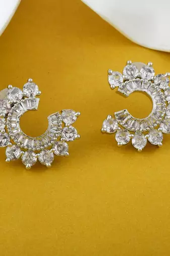 Silver color american diamond earrings