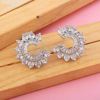Silver color american diamond earrings 1