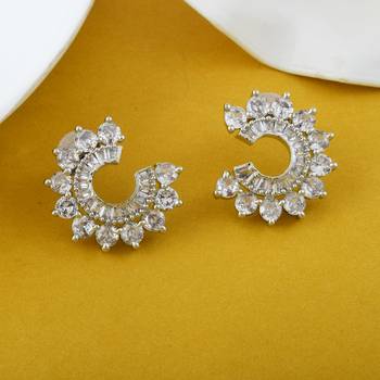 Silver color american diamond earrings 2