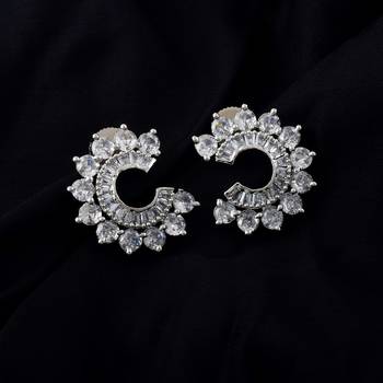 Silver color american diamond earrings 3