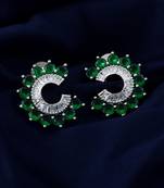 Green color american diamond earrings