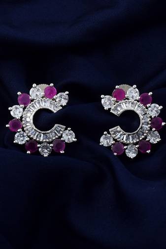 Rani green color american diamond earrings
